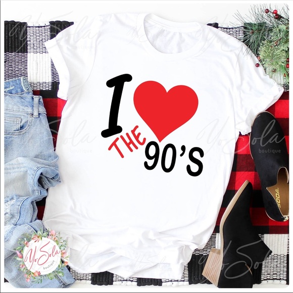 Tops - I LOVE the 90’s - White T-shirt, Graphic tee